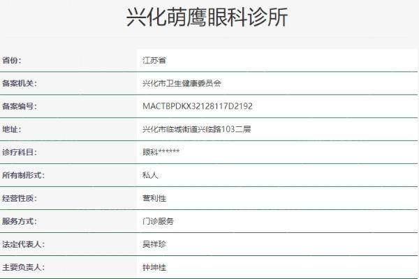 江苏兴化萌鹰眼科诊所特色项目及技术优势